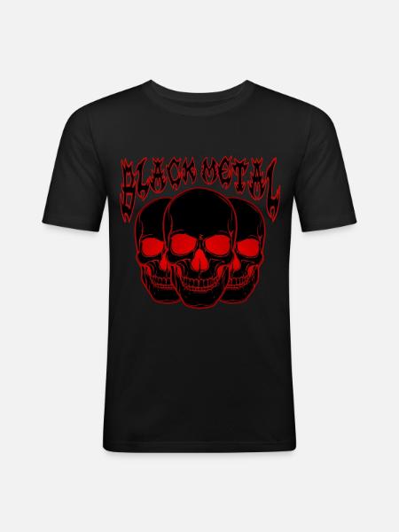 Triple skull Gothic - Men's Slim Fit T-Shirt - black