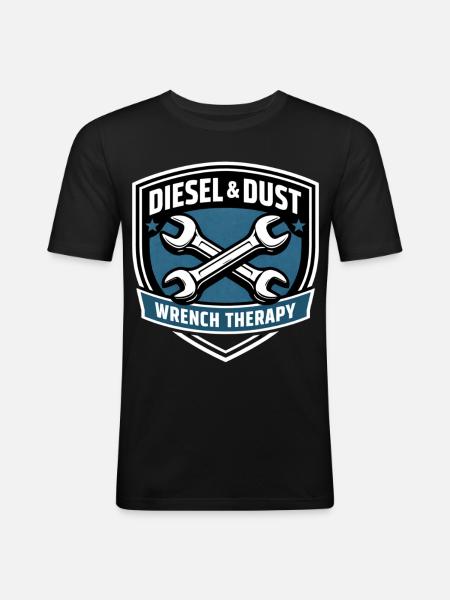Diesel & Dust Wrench Therapy Schrauber Motiv - Männer Slim Fit T-Shirt - Schwarz