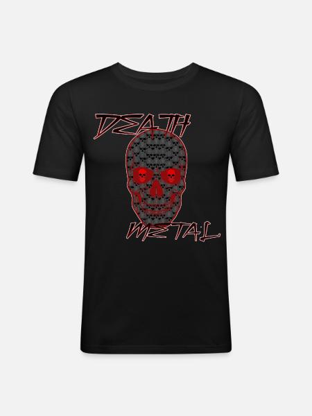 Death Metal rotes Schädel Design - Männer Slim Fit T-Shirt - Schwarz