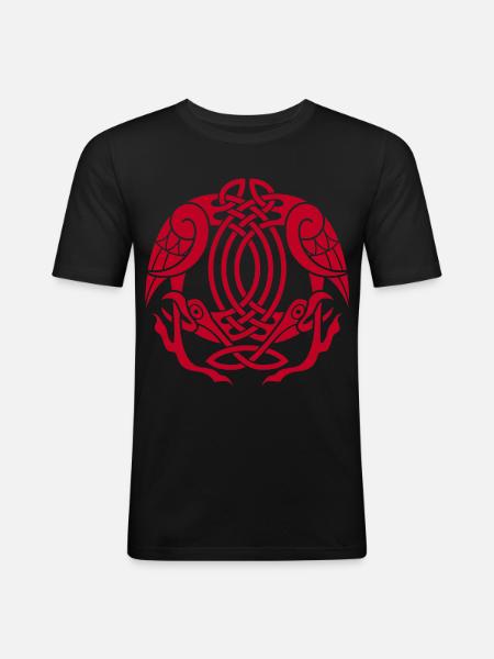 Celtic Eagles (Rot) - Männer Slim Fit T-Shirt - Schwarz