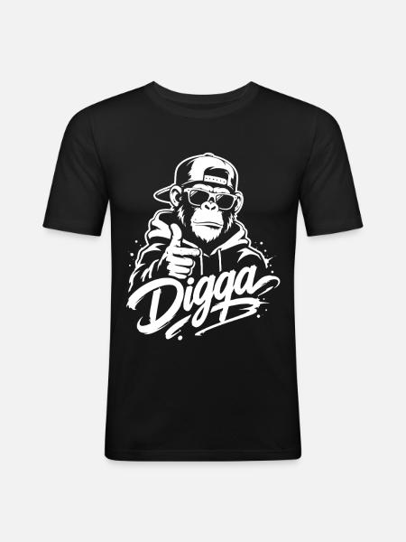 Digga | Cooler Graffiti Affe | Jugendwort - Männer Slim Fit T-Shirt - Schwarz