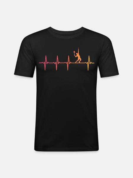 Tennis Sunset Heartbeat Tennis Player - Men's Slim Fit T-Shirt - black