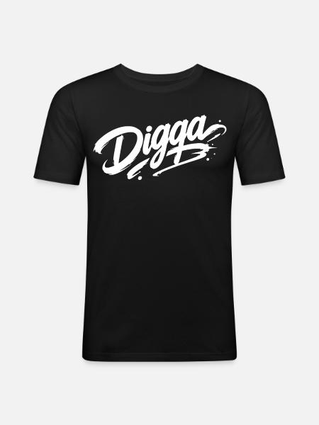 Digga | Cooler Graffiti Spruch | Jugendwort - Männer Slim Fit T-Shirt - Schwarz