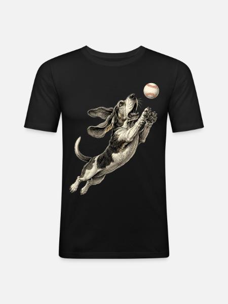 Basset Hound Race Baseball - T-shirt près du corps Homme - noir