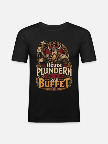 Wikinger - Männer Slim Fit T-Shirt - Schwarz