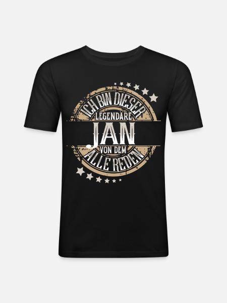 Jan - Männer Slim Fit T-Shirt - Schwarz