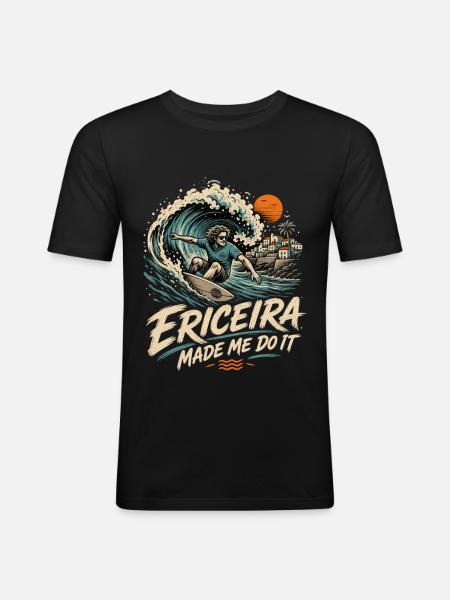 Ericeira Surfen - Männer Slim Fit T-Shirt - Schwarz