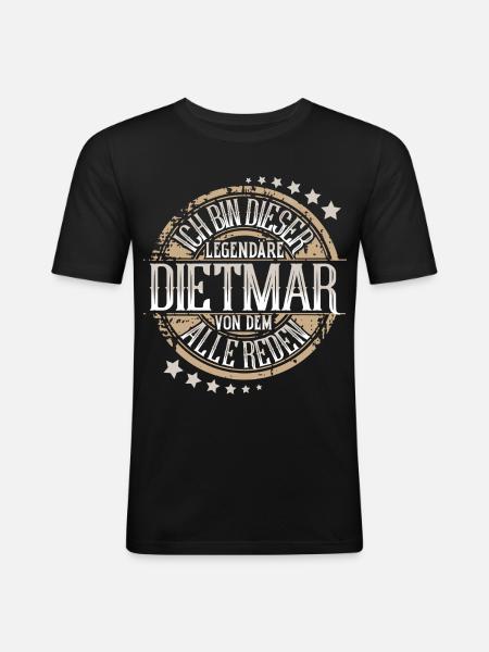 Dietmar - Männer Slim Fit T-Shirt - Schwarz