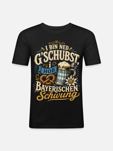 Bayerischer Spruch - Männer Slim Fit T-Shirt - Schwarz