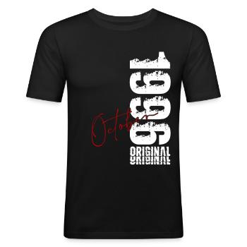 30. Geburtstag Geschenk Mann Original Oktober 1996 - Männer Slim Fit T-Shirt - Schwarz - Vorne - Nik (191cm)