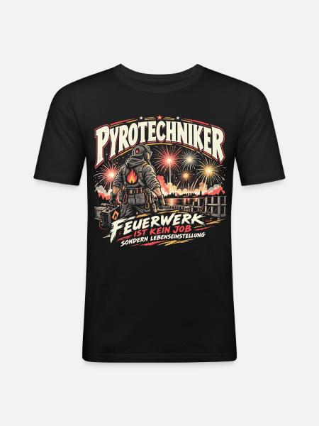 Pyrotechniker - Feuerwerk ist Leidenschaft - Männer Slim Fit T-Shirt - Schwarz