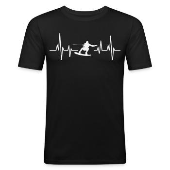 Wakeskaten Wakeskating Wakeskater Wakeboard - T-shirt près du corps Homme - noir - Devant - Nik (191cm)