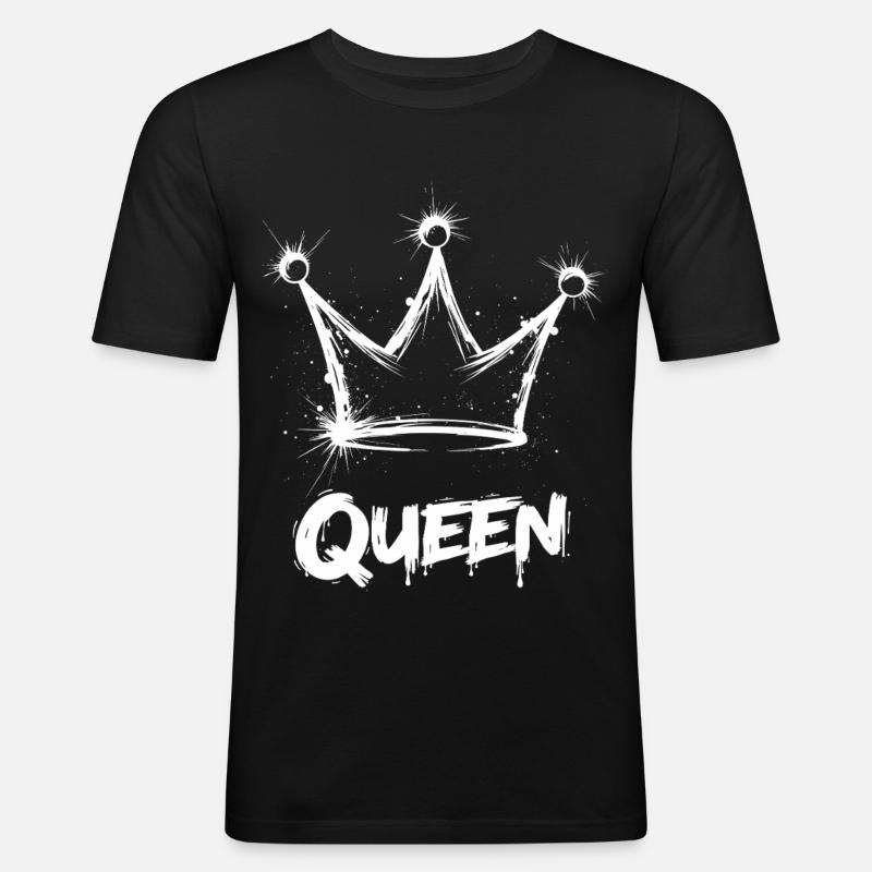 Queen Krone Splash - Männer Slim Fit T-Shirt - Schwarz