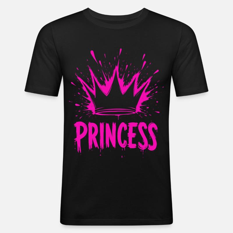 Prinzessin Krone Splash - Männer Slim Fit T-Shirt - Schwarz