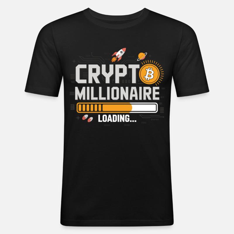 Crypto Loading – Werde Millionär - Männer Slim Fit T-Shirt - Schwarz
