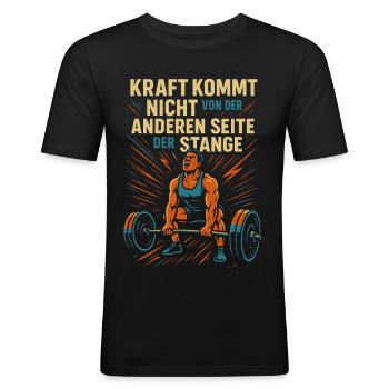 Bodybuilder Fitness Sport Chemise Dumbbell Studio - T-shirt près du corps Homme - noir - Devant - Nik (191cm)