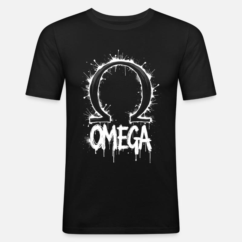Omega Symbol Splash - Männer Slim Fit T-Shirt - Schwarz