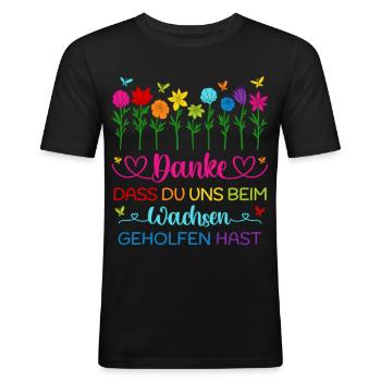 Kindergarten Danke Blumen Wachsen Abschied Kita - Männer Slim Fit T-Shirt - Schwarz - Vorne - Nik (191cm)