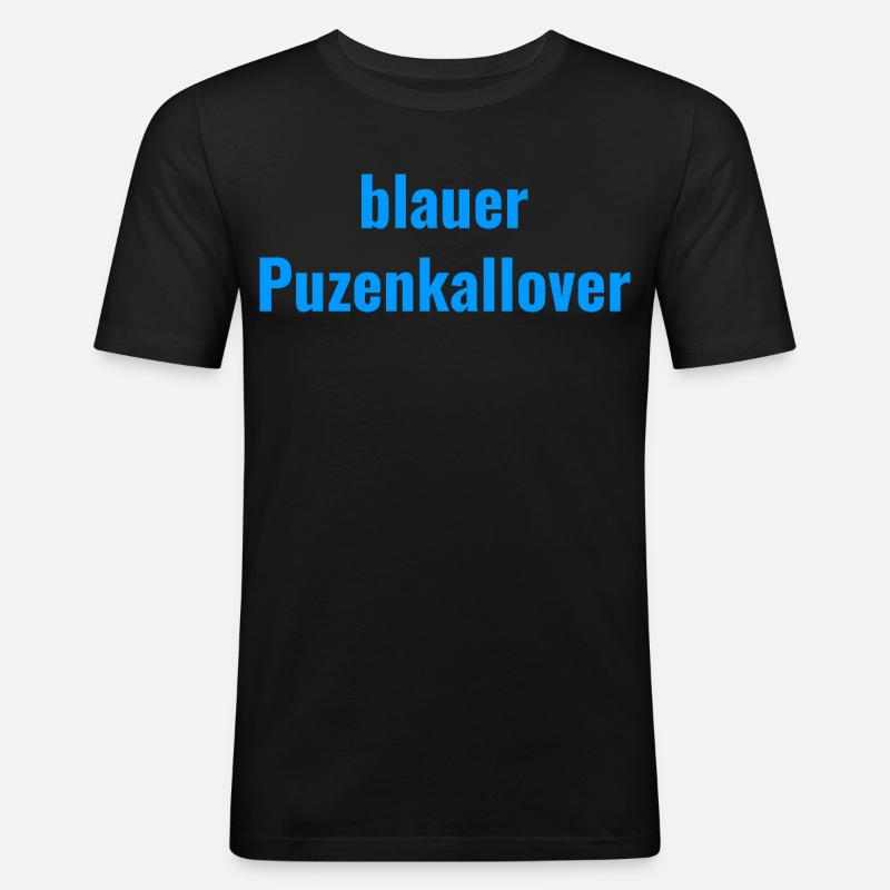 blauer Puzenkallover - Männer Slim Fit T-Shirt - Schwarz