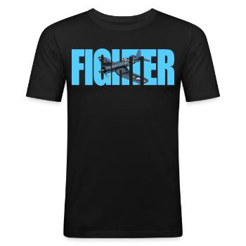 Chasseur F4U Corsair - T-shirt près du corps Homme - noir - Devant - Nik (191cm)