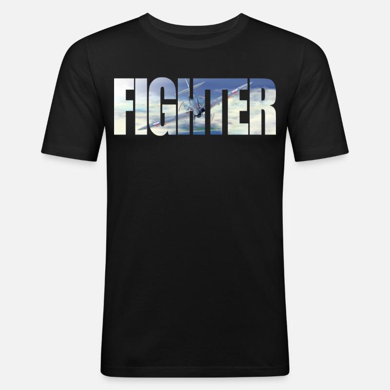 Fighter Spitfire - Männer Slim Fit T-Shirt - Schwarz