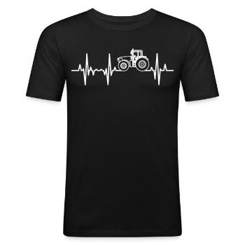 Fréquence cardiaque du tracteur - T-shirt près du corps Homme - noir - Devant - Nik (191cm)