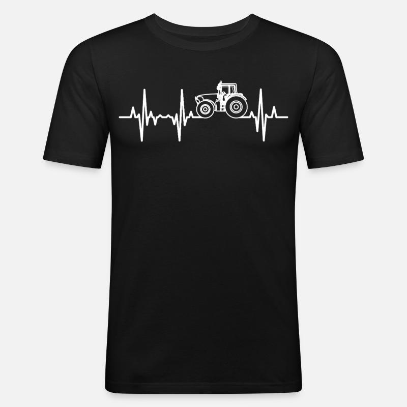 Traktor Herzfrequenz - Männer Slim Fit T-Shirt - Schwarz