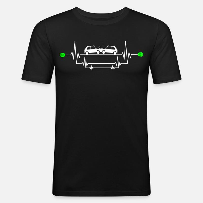 Gefährlicher E-Auto Unfall - Männer Slim Fit T-Shirt - Schwarz