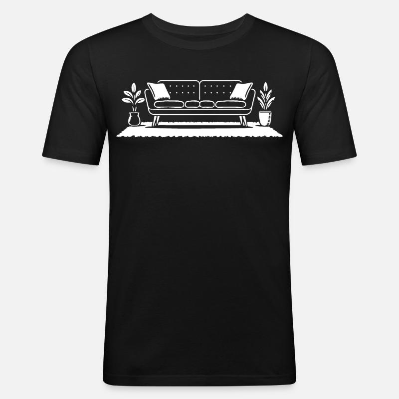 Retro Sofa Design – Möbel mit Stil - Männer Slim Fit T-Shirt - Schwarz