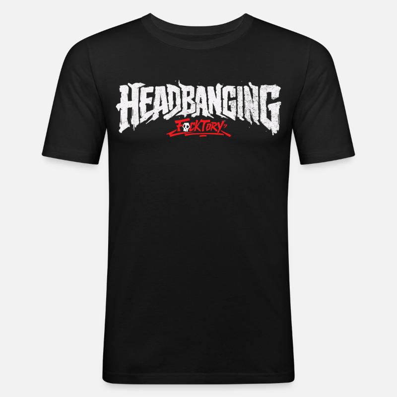 Logo de headbanging blanc - T-shirt près du corps Homme - noir
