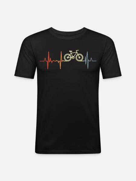 Radfahrer Herzschlag - Männer Slim Fit T-Shirt - Schwarz