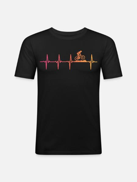 Mountain Bike Sunset Heartbeat MTB - Men's Slim Fit T-Shirt - black