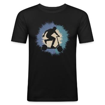 Scooter Electric Scooter Rider Vintage Retro - Men's Slim Fit T-Shirt - black - Front - Nik (191cm)