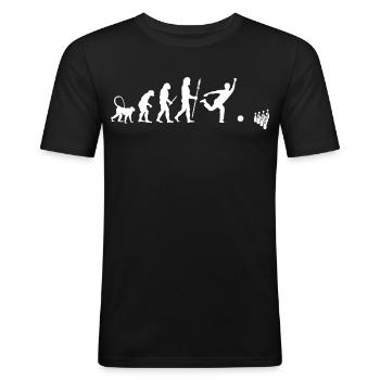 Evolution of Bowling - Männer Slim Fit T-Shirt - Schwarz - Vorne - Nik (191cm)
