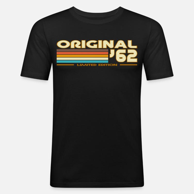 Retro 62 Regenbogen - Männer Slim Fit T-Shirt - Schwarz