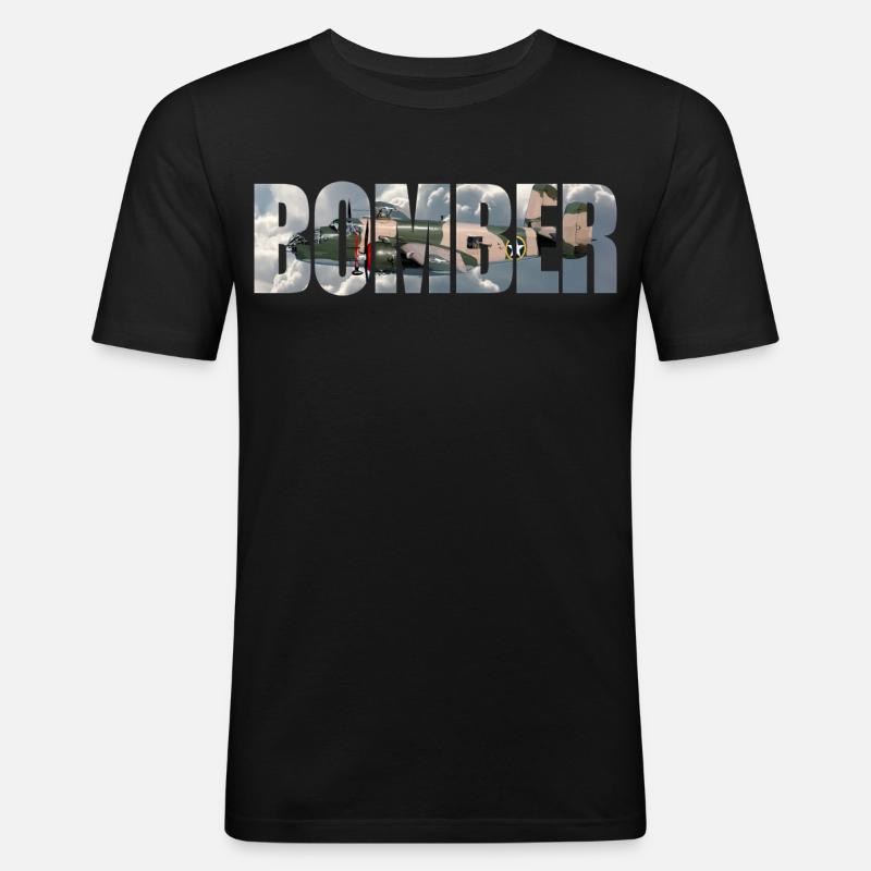 Bomber B-25 Mitchell - Männer Slim Fit T-Shirt - Schwarz