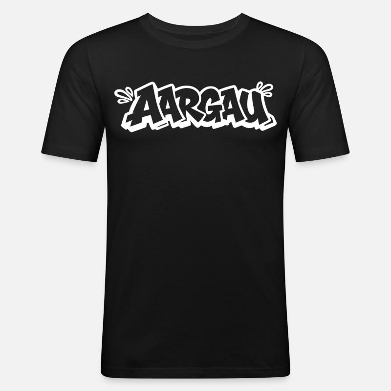 AARGAU Graffiti - Männer Slim Fit T-Shirt - Schwarz