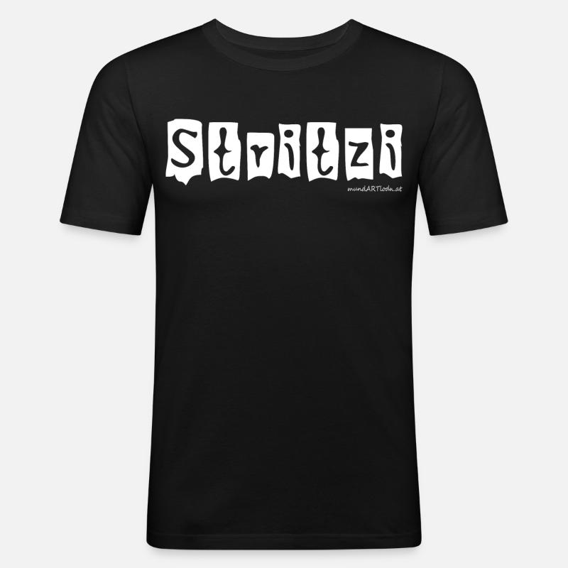 Stritzi - Strolch, cheeky, Austrian dialect - Men's Slim Fit T-Shirt - black