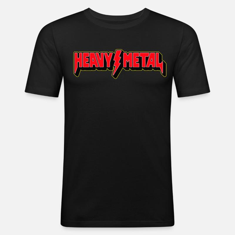 Heavy Metal 3D Logo - Maglietta aderente da uomo - nero