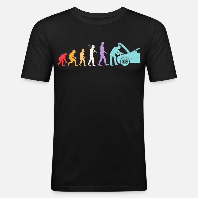 Evolution Mekaniker Humor Mekaniker Garage - Herre Slim Fit T-Shirt - sort