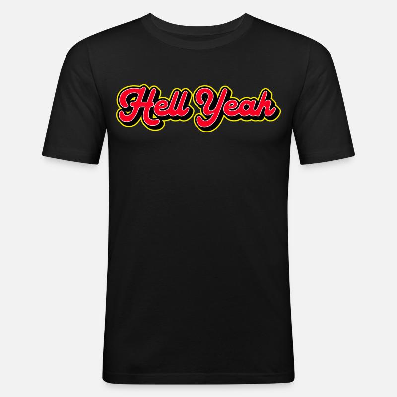 Hell Yeah 3D Retro Script - Men's Slim Fit T-Shirt - black