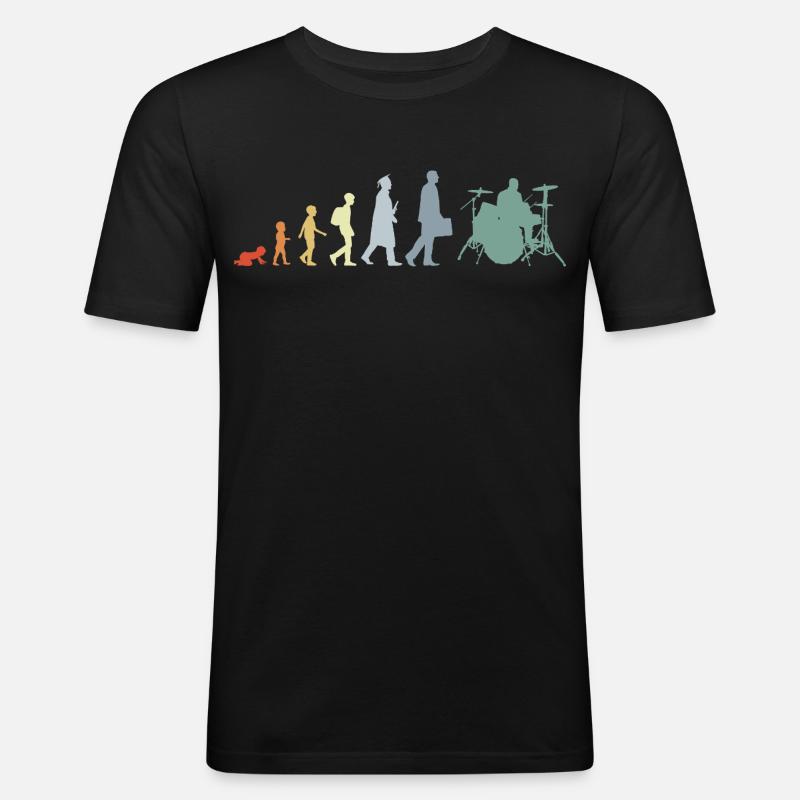 Drummer Evolution - Männer Slim Fit T-Shirt - Schwarz
