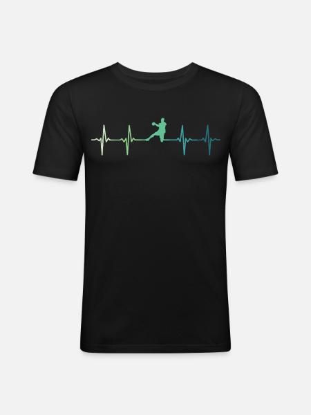 Handball, Herzschlag, Handball - Männer Slim Fit T-Shirt - Schwarz