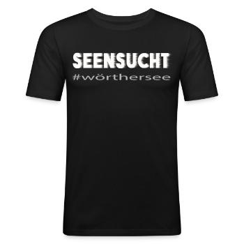 Seensucht Wörthersee - Männer Slim Fit T-Shirt - Schwarz - Vorne - Nik (191cm)
