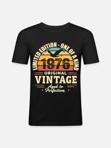 1976 Verjaardagscadeau Vintage 1976 Retro 1976 - Mannen slim fit T-shirt - zwart