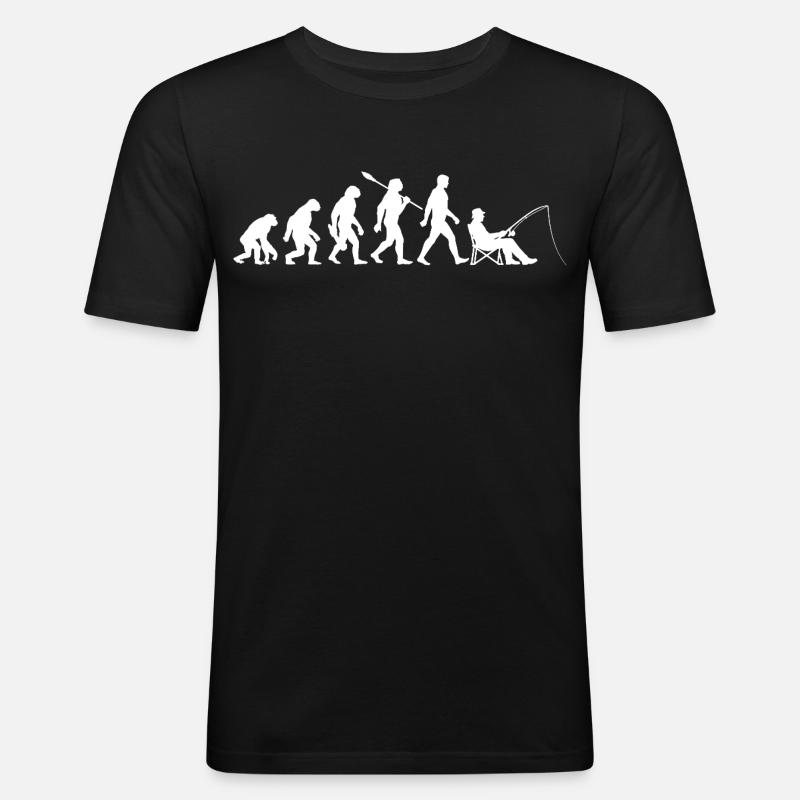 Evolution - Pêcheur, Cadeau de pêche - T-shirt près du corps Homme - noir