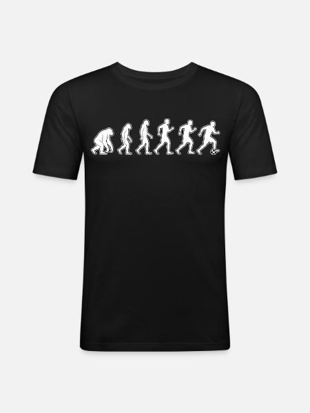 Evolution to become a football player - Men's Slim Fit T-Shirt - black