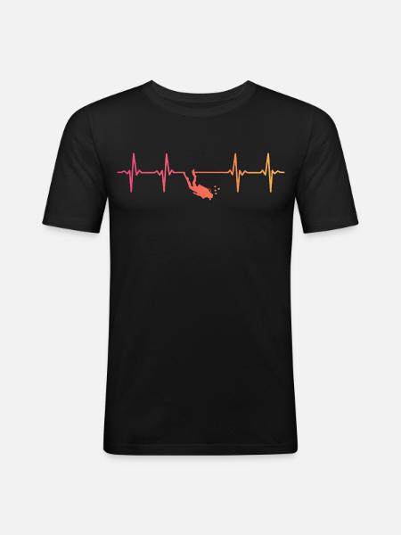 Sunset Diving Heartbeat Diving - Men's Slim Fit T-Shirt - black