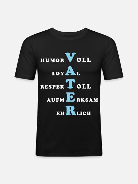 Vater Eigenschaften - Männer Slim Fit T-Shirt - Schwarz