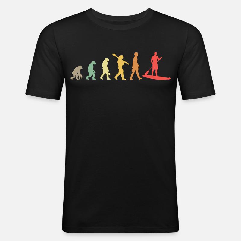 Kayak Evolution Kajak Entwicklung Retro - Männer Slim Fit T-Shirt - Schwarz
